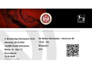 Eintrittskarte SV Wehen Wiesbaden : Hannover 96