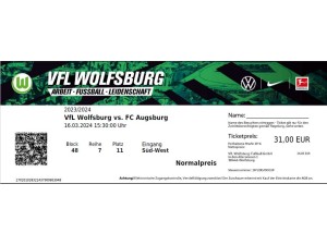 Eintrittskarte VfL Wolfsburg : FC Augsburg